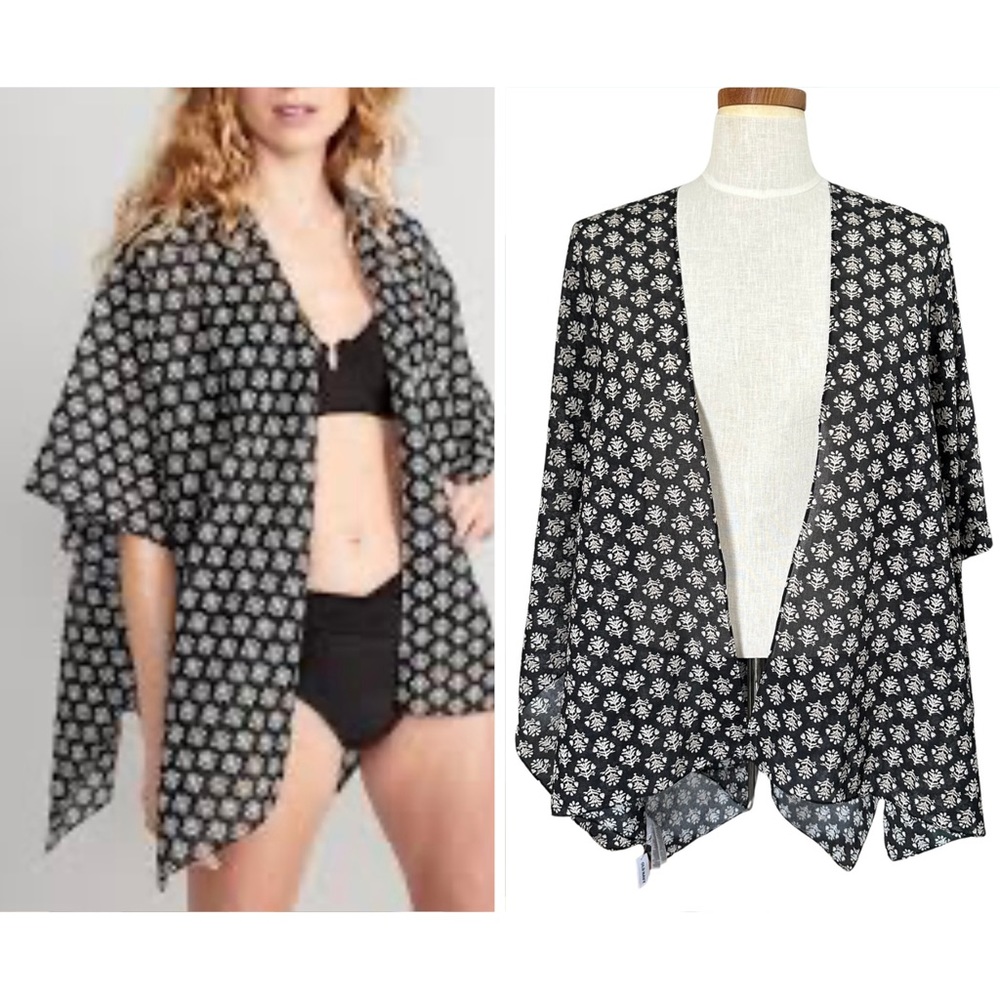 NWT Old‎ Navy Women's Size XS-L Printed Swim Cover Up Black Floral 100% Cotton